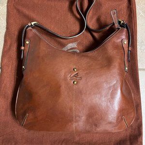 Vintage Cristina Rui Shoulder Bag Brown Leather Adjustable Strap Purse